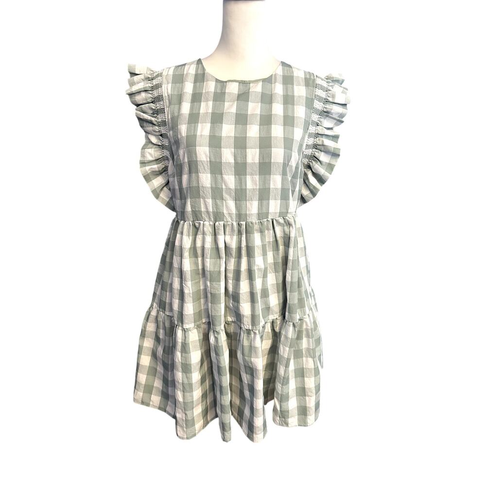 English Factory Green and White sleeveless dress Medium